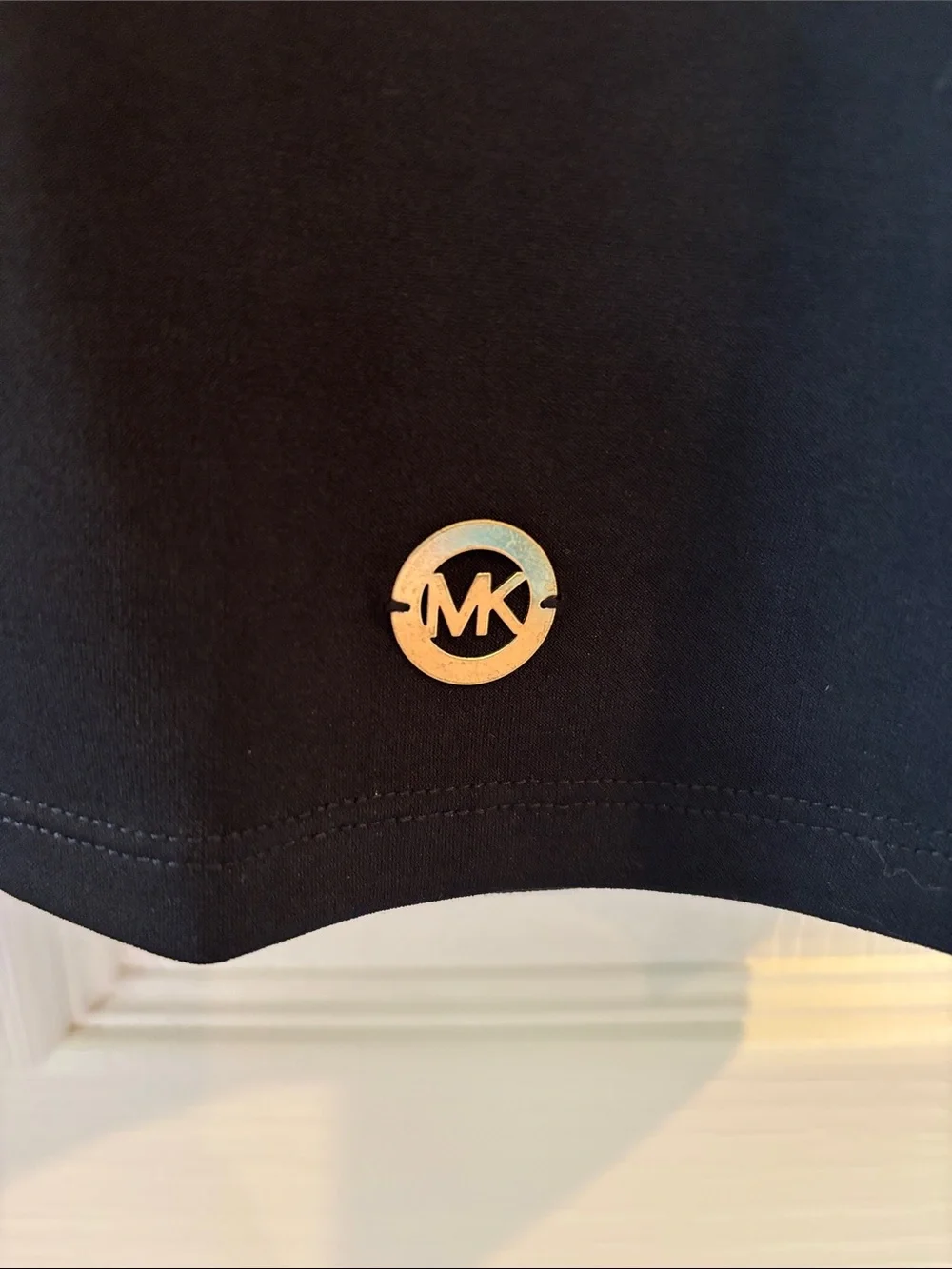 Michael Kors Black Short-Sleeve Top with Ladder Sleeve Detail